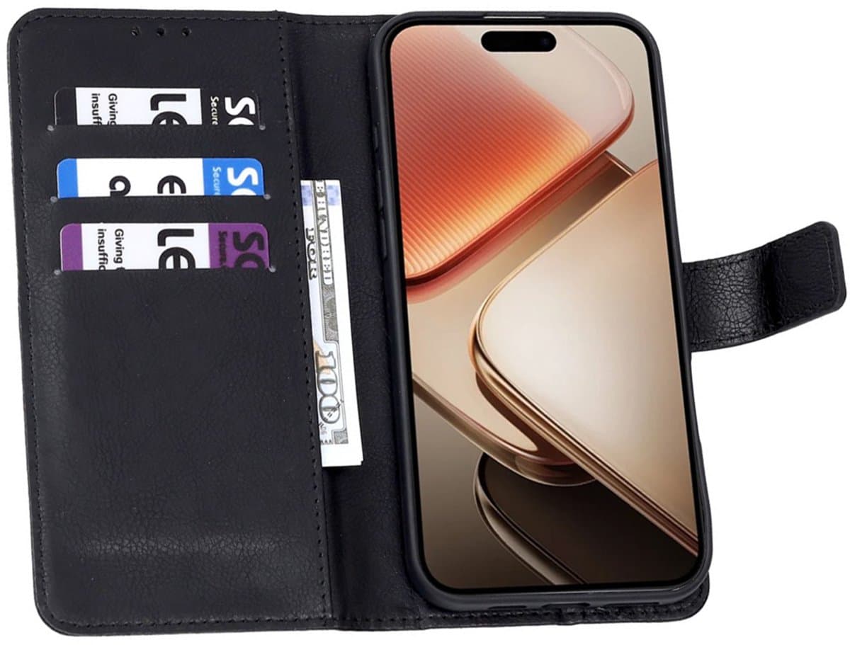 CaseBoutique Bookcase hoesje geschikt voor Xiaomi Redmi Note 15 (4G) - Effen Zwart - Kunstleer