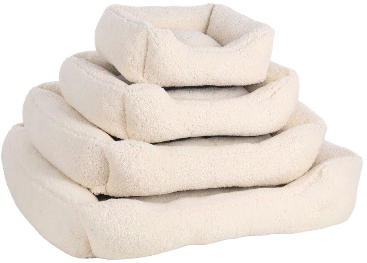 Hondenmand - Teddy - Wit - Pluche Hondenmand - Puppy Mand - Hondenbed - Superzacht & Comfortabel - Maat L = 100 x 80 cm L