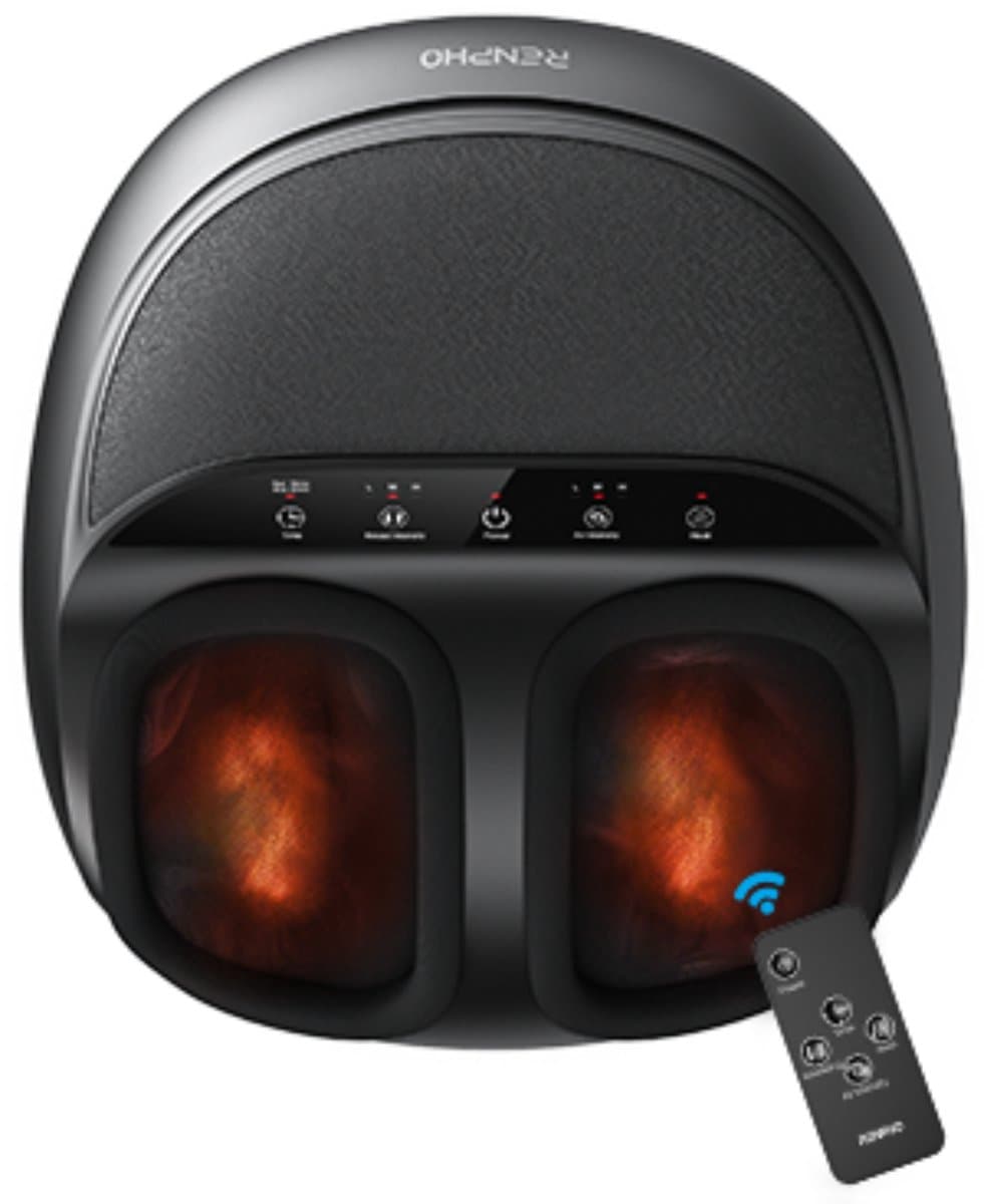 RENPHO Shiatsu Voetmassage apparaat (FM059R-BK) - Voor ontspanning en verlichting - Warmtefunctie - Luchtcompressie - inclusief afstandsbediening - Geschikt t/m maat 48 - Zwart