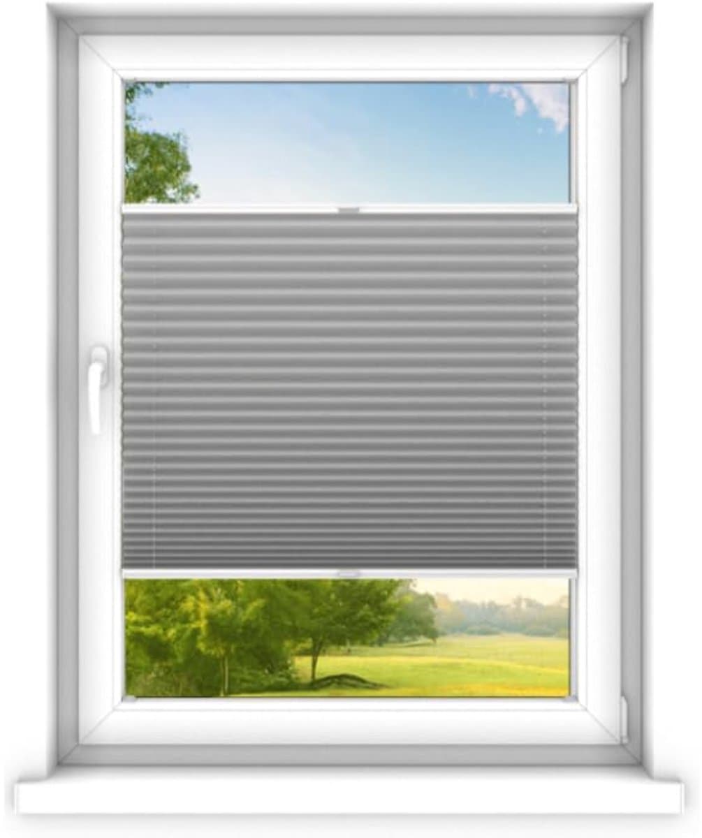 time4blinds - Plisségordijn zonder boren op maat gemaakt - Vouwgordijn - Plisségordijn privacy en zonwering - Eenvoudige installatie - Kant-en-klaar plisségordijn - 30x140 cm - Staal