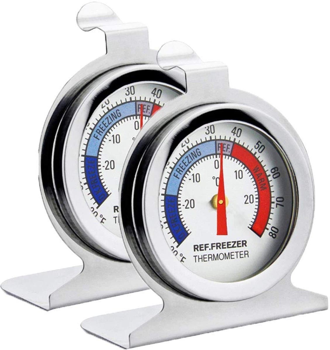 Allecto - Koelkastthermometer - Koelkast - Gebruiksvriendelijk - Roestvrij staal - Nauwkeurige temperatuur - Ideaal voor huisgebruik - 2 stuks