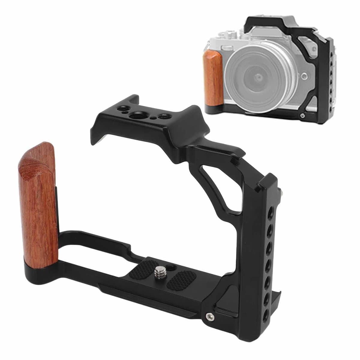 Allecto - Camerakooi - Verticaal Fotograferende Camerakooi - Houten Handvat - Lichtgewicht Aluminium - Professioneel Gebruik