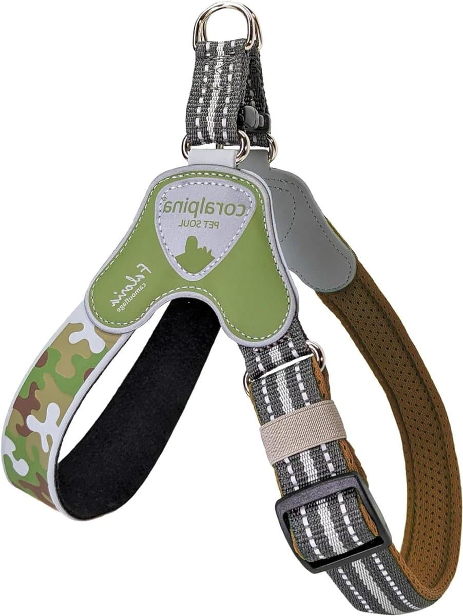 Verstelbaar Hondentuig - Harnas Camouflage - Comfortabel Wandelen - Vrije Bewegingshoek - Maat 5 - Groen