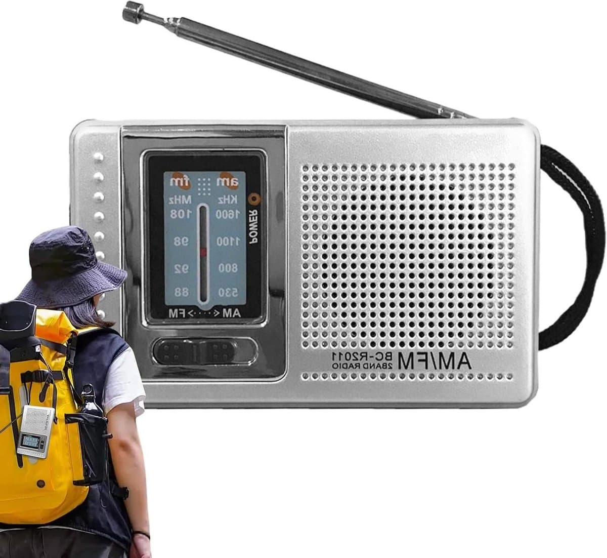 Draagbare AM FM Radio - Zakradio Koptelefoon - Kamperen Reizen - Uitstekende Ontvangst - 10.6 x 6.8 x 3.3 cm