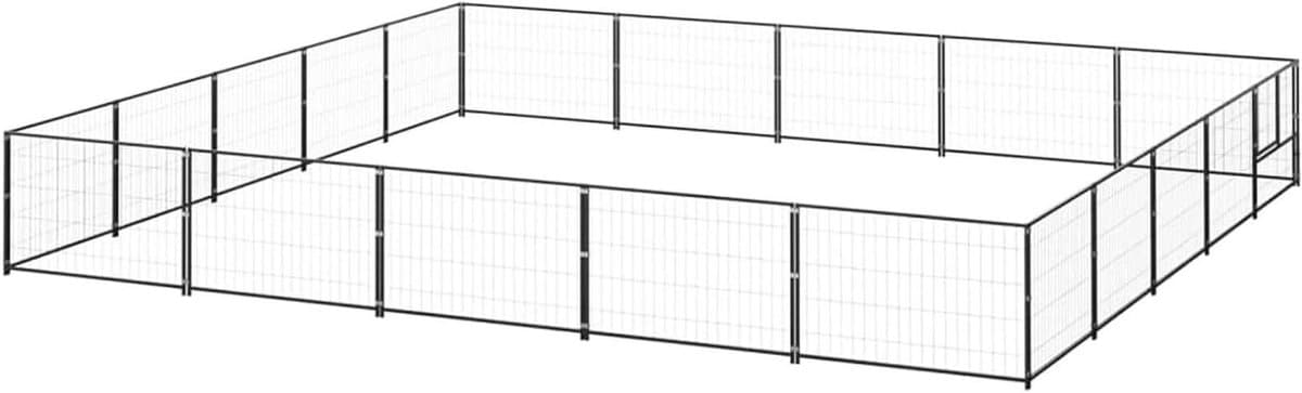 Outdoor hondenkooi - Hondenren buiten - Huisdieren beschermen - Met afneembare luifel - 25 m² - Zwart