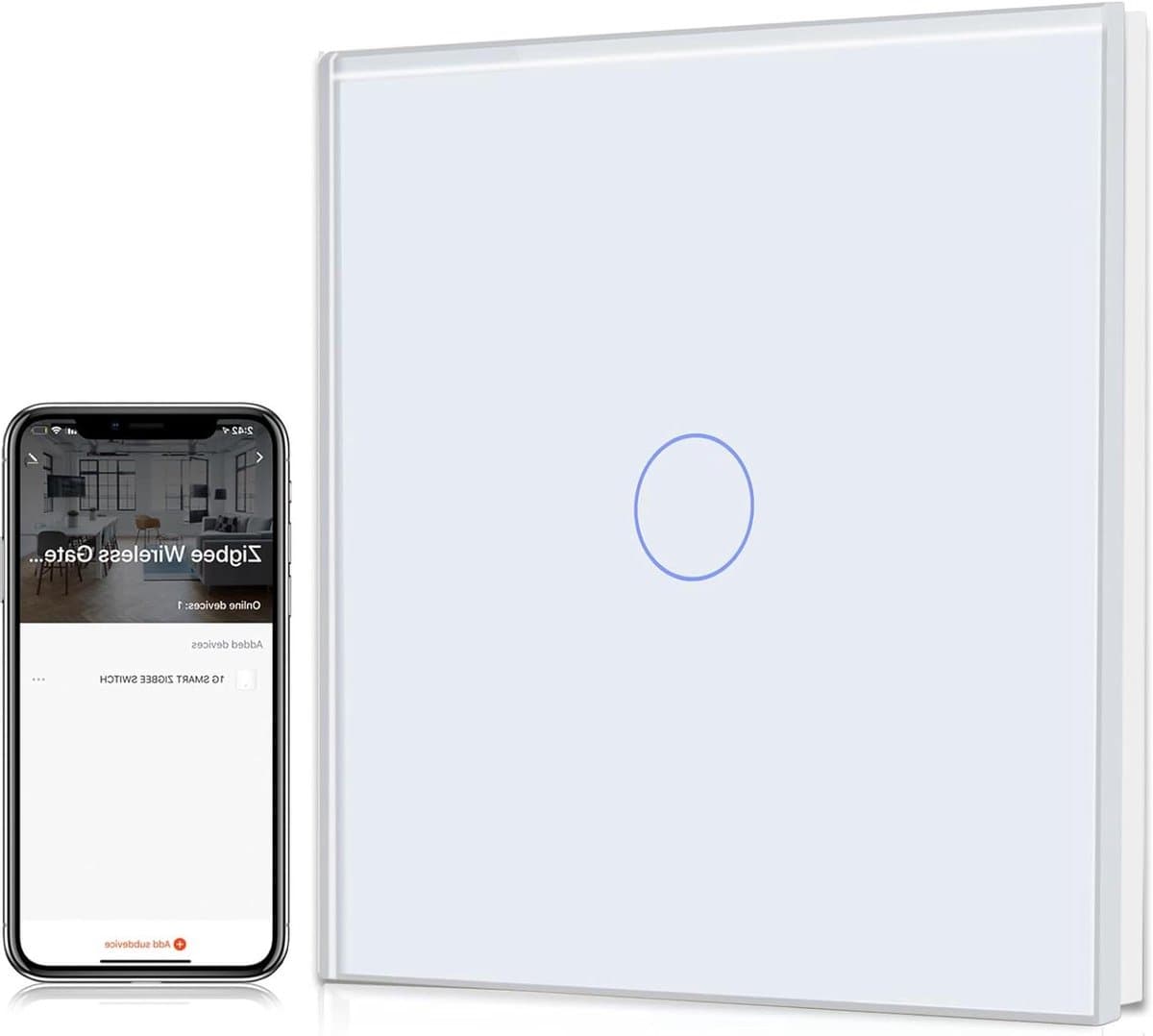 Slimme Lichtschakelaar - Wandschakelaar Zigbee - Huis Automatisering - Spraakbesturing Compatibel - 1 Voudig 1 Weg - Wit