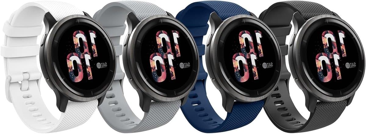 4 Pack Sportieve Vervangbanden 18mm voor Garmin Vivoactive en Forerunner Modellen, Zacht Silicoon, Multi-kleurige Polsbanden voor Actieve Levensstijl