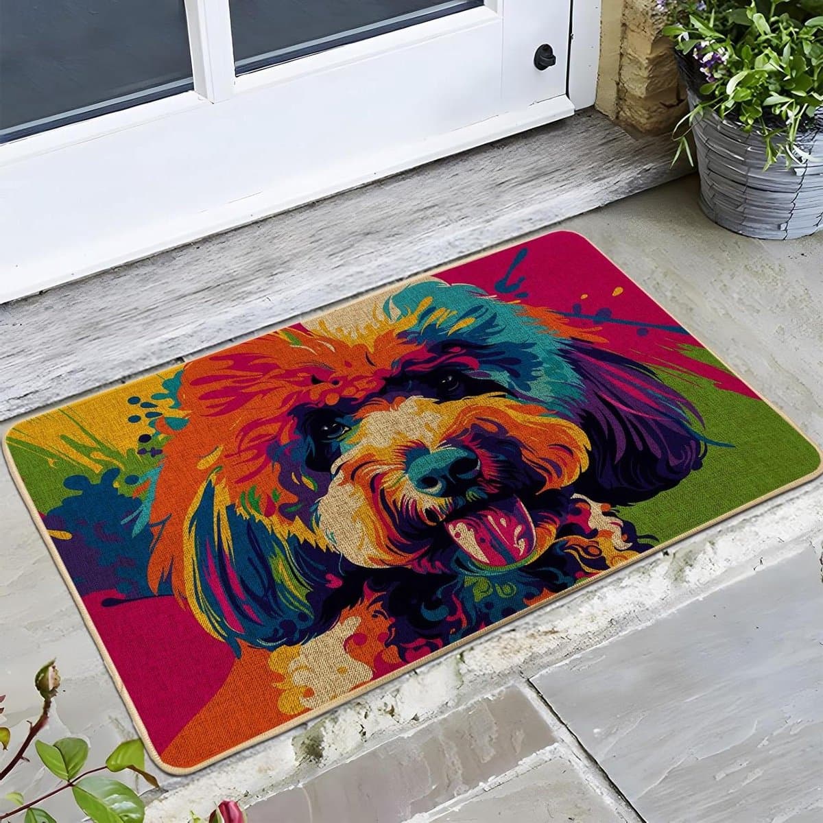 Deurmat Hond Welkom - Entree Tapijt Modderbestendig - Vuil Buiten Houden - Sneldrogend Flanel - 40x60 cm - Kleurrijk