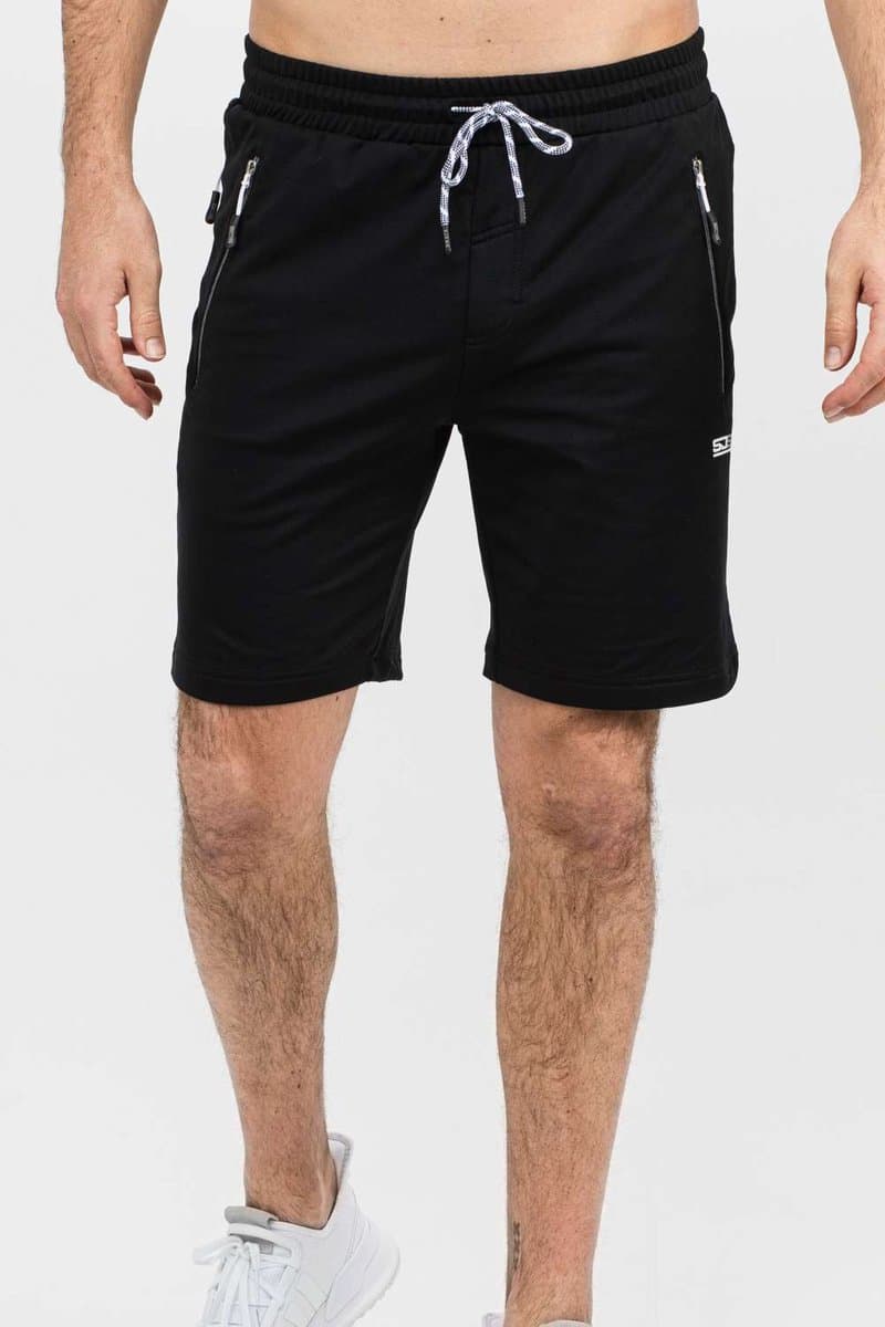 Sjeng Sports CHAMP Heren Tennis Short Zwart M Powerstretch Multisportshort met 3D gebreide inzetten Gesealde zakken Comfortabel en stijlvol