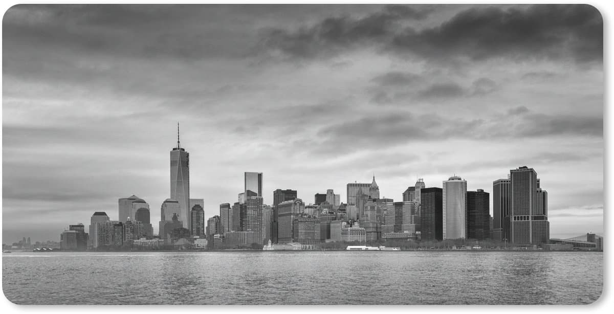 Muismat XXL 120x60 cm - Bureau onderlegger - Bureau mat Manhattan New York in zwart-wit - Bureaumat - Gaming mousepad xl - Bureaulegger groot - Computer deskmat
