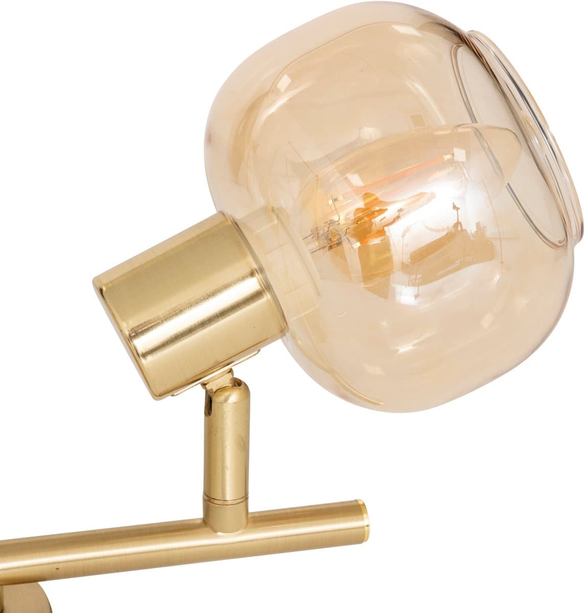 Atmosphera Pilia Wandlamp - Metaal en Amber Glas, 28 x 11 x 19 cm