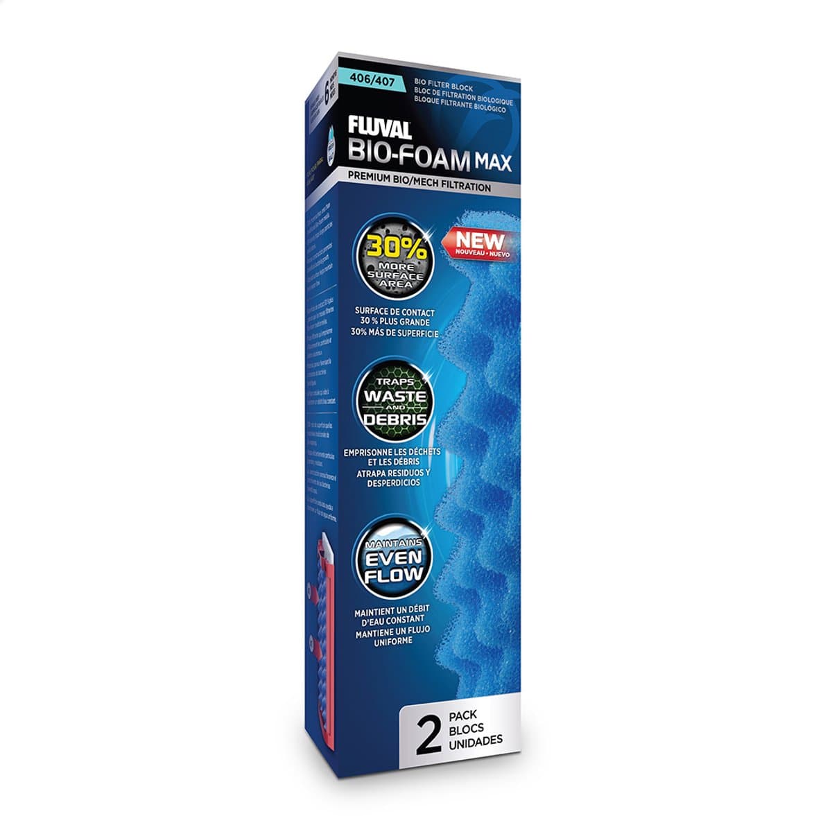 Fluval - Aquarium Filtermateriaal - Vissen - Fl Bio Foam Max 408 6x8x32cm Blauw - 1st