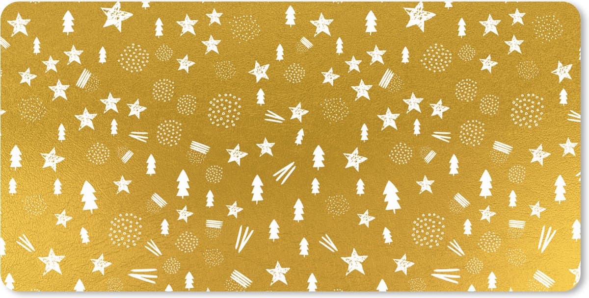 Muismat XXL 90x45 cm - Bureau onderlegger - Bureau mat Kerst - Patronen - Goud - Bureaumat - Gaming mousepad xl - Bureaulegger groot - Computer deskmat