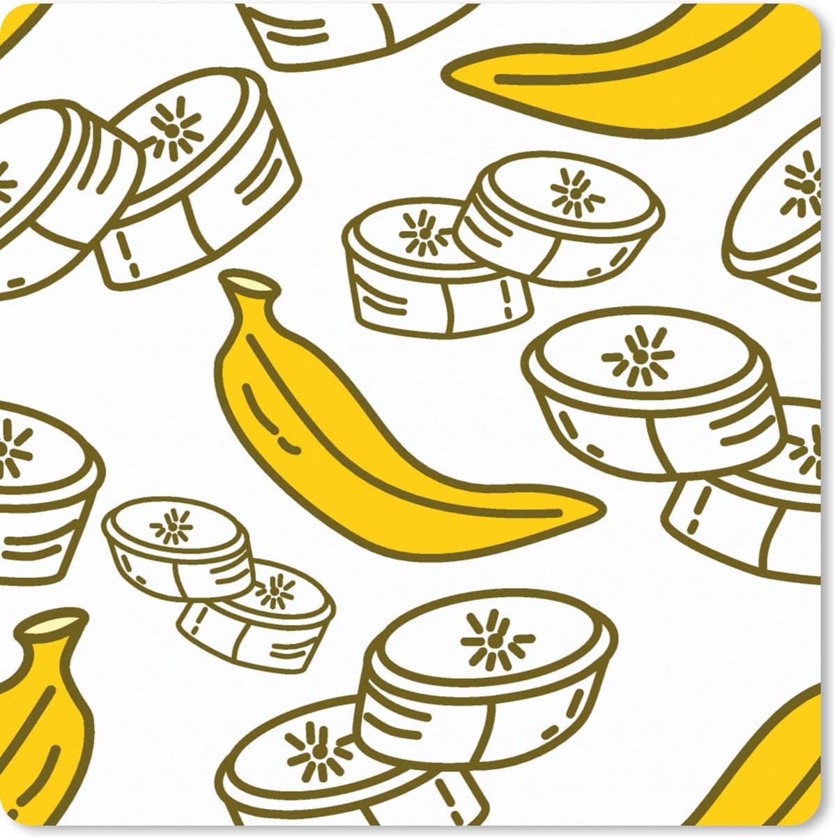 Muismat XXL 40x40 cm - Bureau onderlegger - Bureau mat Banaan - Patronen - Fruit - Bureaumat - Gaming mousepad xl - Bureaulegger groot - Computer deskmat