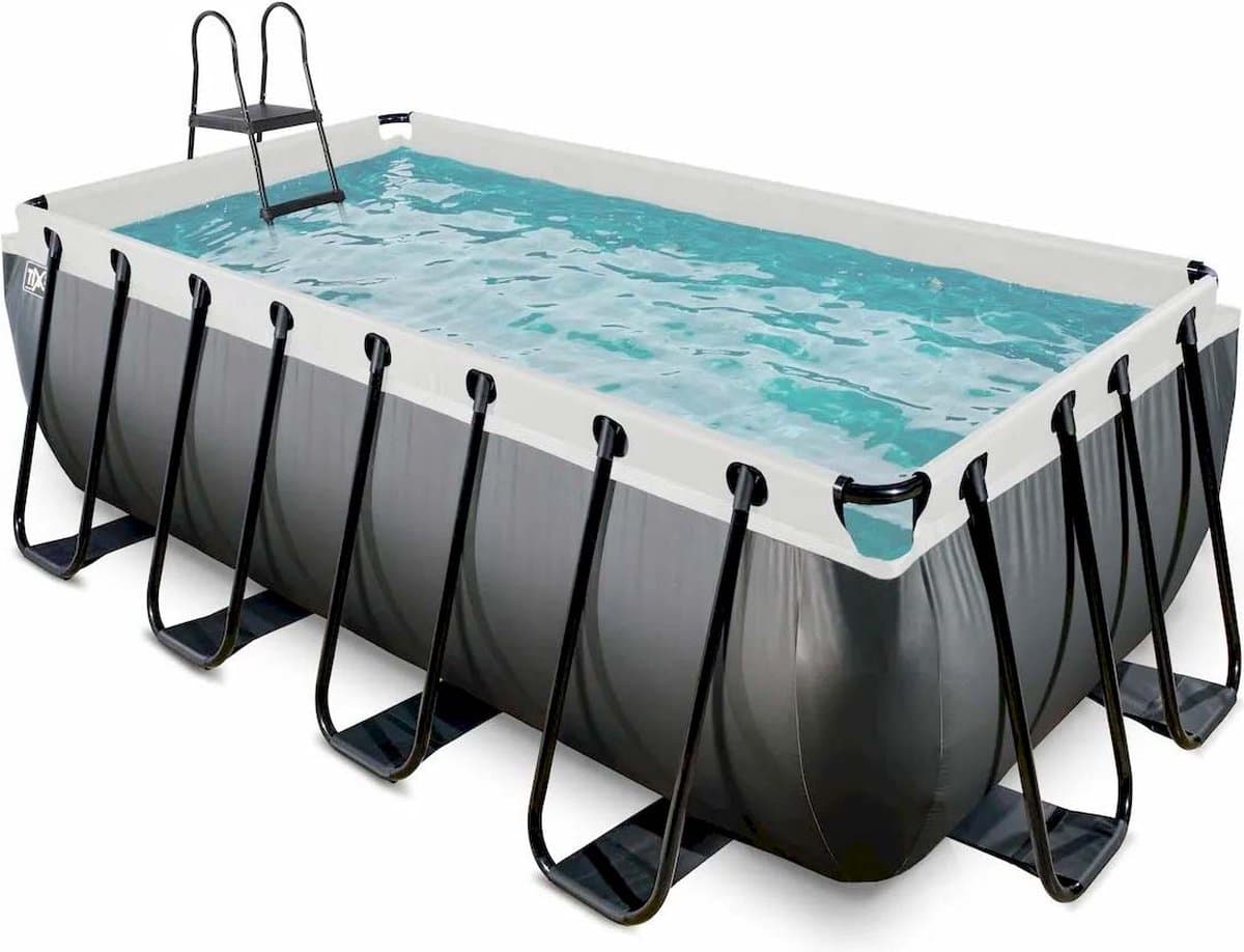 EXIT Black Leather Frame Zwembad 400x200x122cm - Opzetzwembad - met Zandfilterpomp - Rechthoekig - Zwart