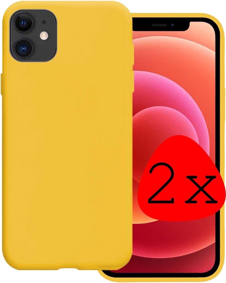 Hoesje 2 Stuks - Geschikt voor Apple iPhone 12 Pro - Sterk & Shockproof - Case Siliconen - Back Cover - Telefoon Hoes - Geel