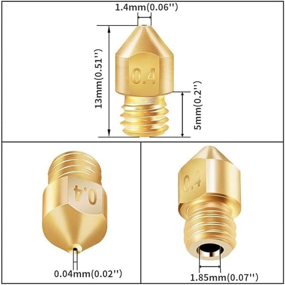 Extruder 3D-printer, hotend compatibel met Ender extruderkop 24 V V5 met 5 stuks MK8 messing 0,4 mm V6 sproeiers