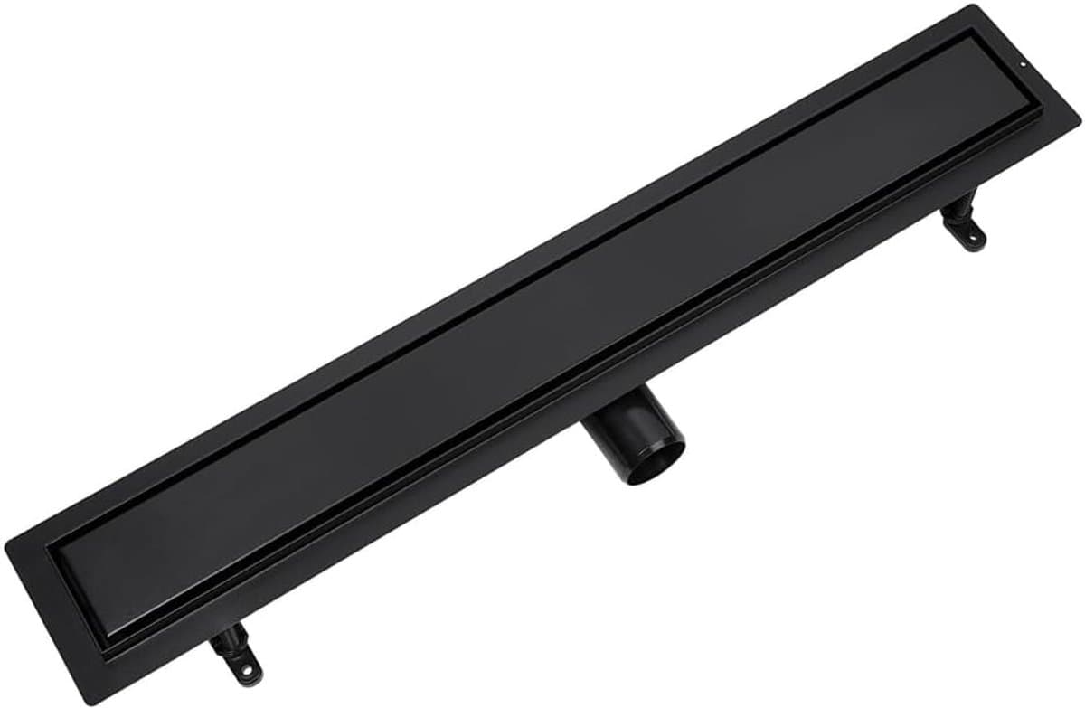 Zwart roestvrij staal complete set DUO betegelbare afdekking of zwarte roest haarzeef goot met sifon montagevoeten inclusief met afdichtingsmanchet dubbele kamer vloerafvoer lengte 60-90 cm