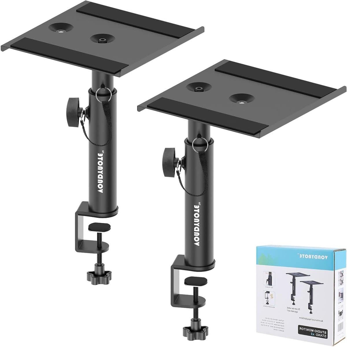 Monitor Stands - Speaker Stands - Desktop Audio - Wall Placement Option - 23-35 cm Hoog - Zwart