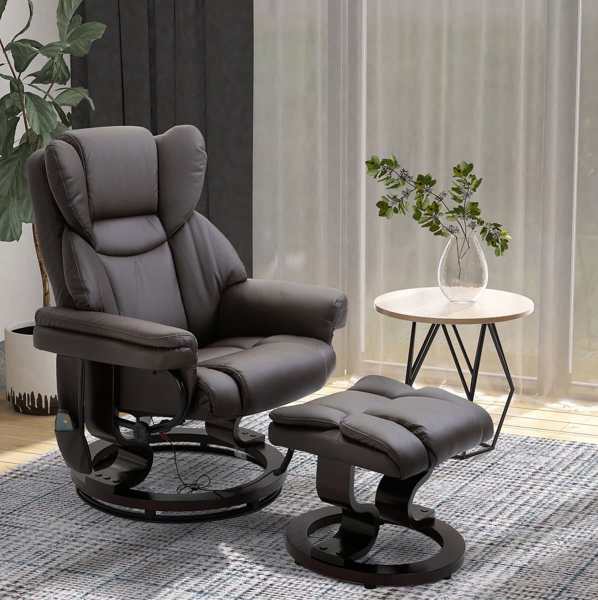 MODENUIT Fauteuil - Massagesessel Met Voetenbank - 145° Liegefunctie - Voor Volwassenen - Kunstleer - Bruin