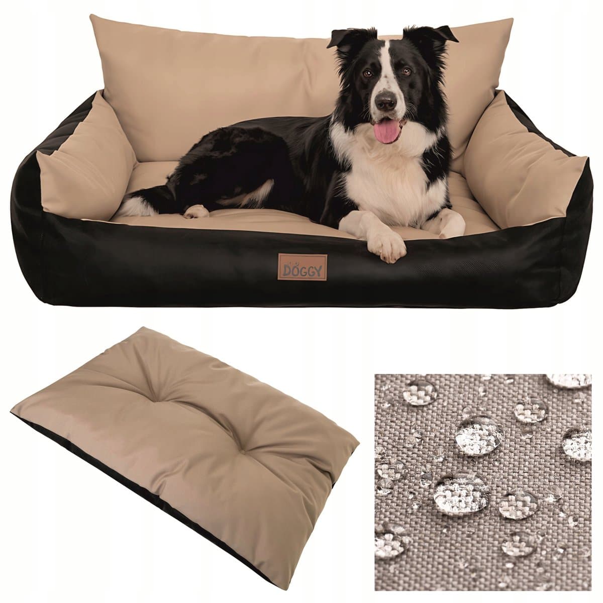 Hondenmand XXL 107x80cm - Waterdicht & Uitneembaar Matras - Beige/Zwart