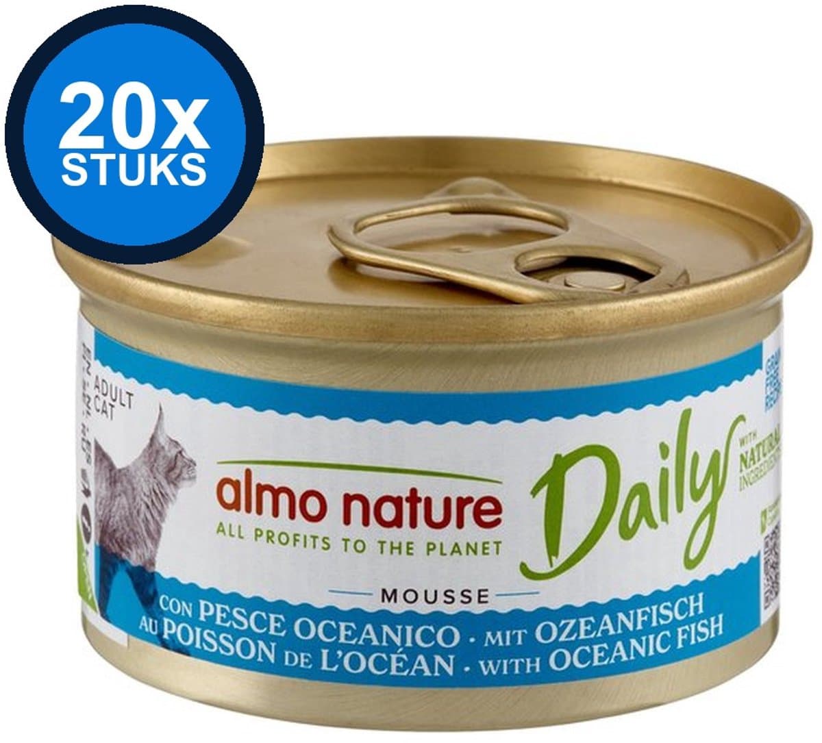 20x Almo Nature Daily Mousse - Oceaanvis - Kattenvoer Natvoer - 85g