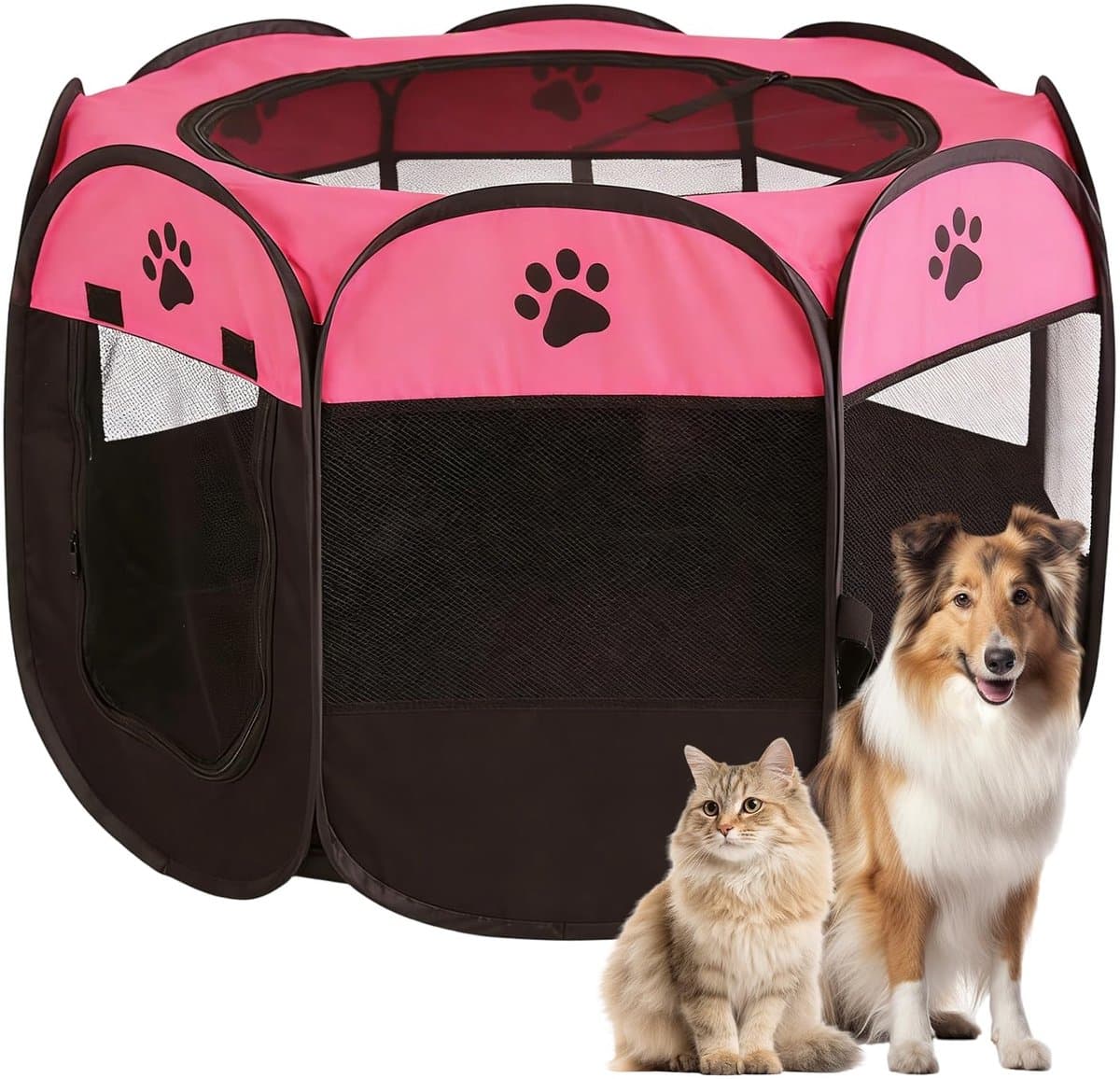 Dailygoods- Puppyren opvouwbaar - Draagbare puppybox - Waterdicht Oxford-doek - Ademend mesh - 74 x 74 x 43 cm - Veilig voor honden/katten - Hondenren