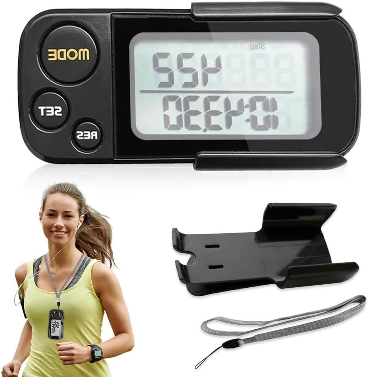 Digitale Stappenteller - Pedometer Fitness Tracker - Activiteit Volgen - Nauwkeurige 3D Sensor - 75 x 32 x 12 cm