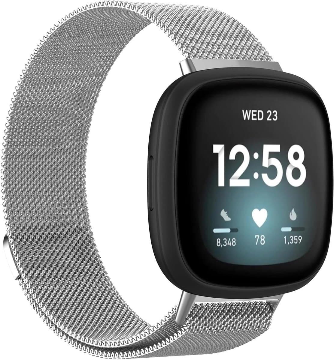 Horlogeband Roestvrij Staal - Reserveband Smartwatch - Dagelijks Gebruik - Magnetische Sluiting - 23 mm breed - Zilver