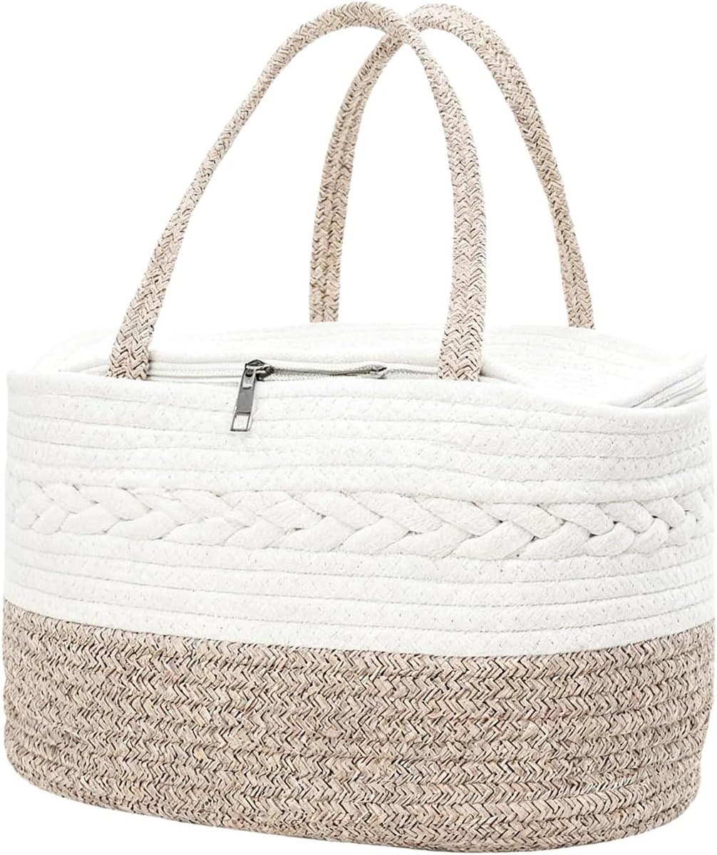 Opbergmand Baby - Luiermand Organizer - Babykamer Organiseren - Uitneembare Scheidingswanden - 37 x 26 x 18.5 cm - Lichtbruin
