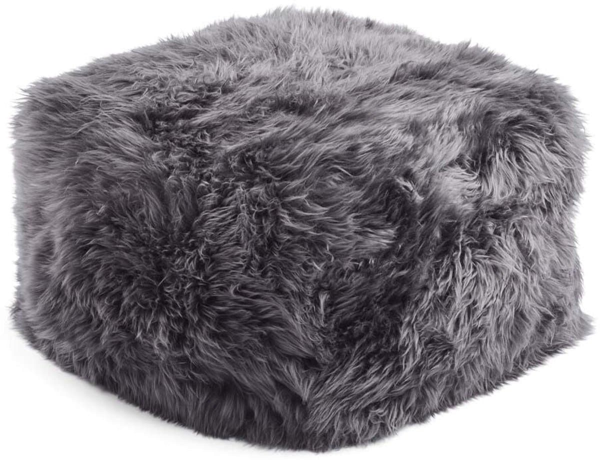Sheepskin House - Langharige Schapenvacht Poef - 50x50x32 cm