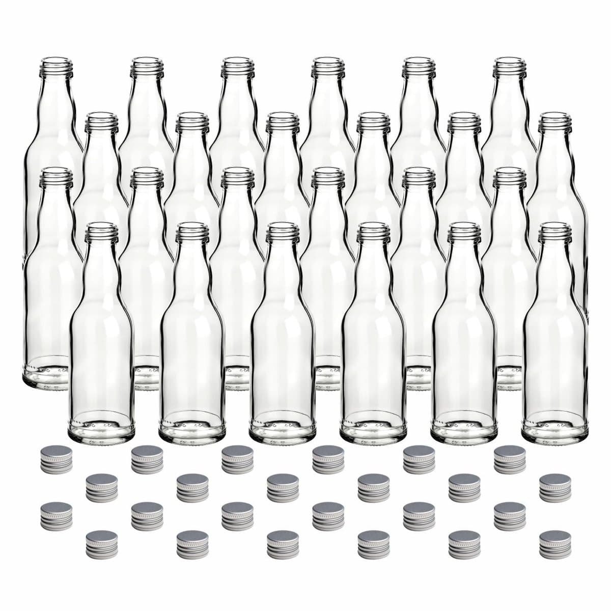 Omgoods - Set van 24 Ronde Flessen 200 ml met Schroefdop
