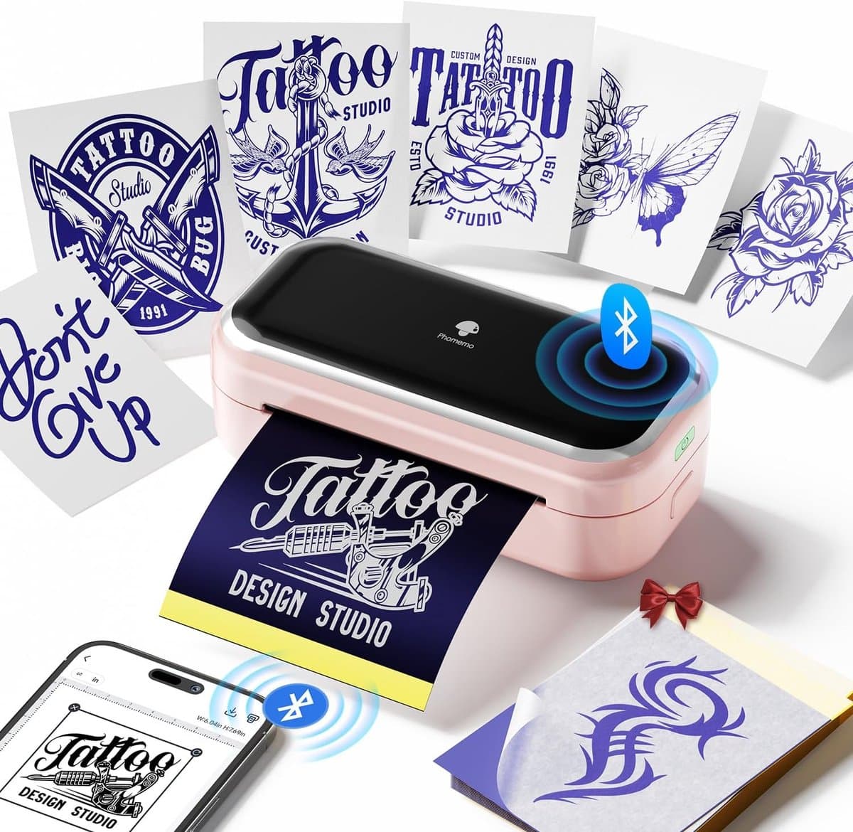 Draagbare Bluetooth Tattoo Printer met 30 Stuks Transferpapier - Mini Thermische Tattoo-Stencilprinter