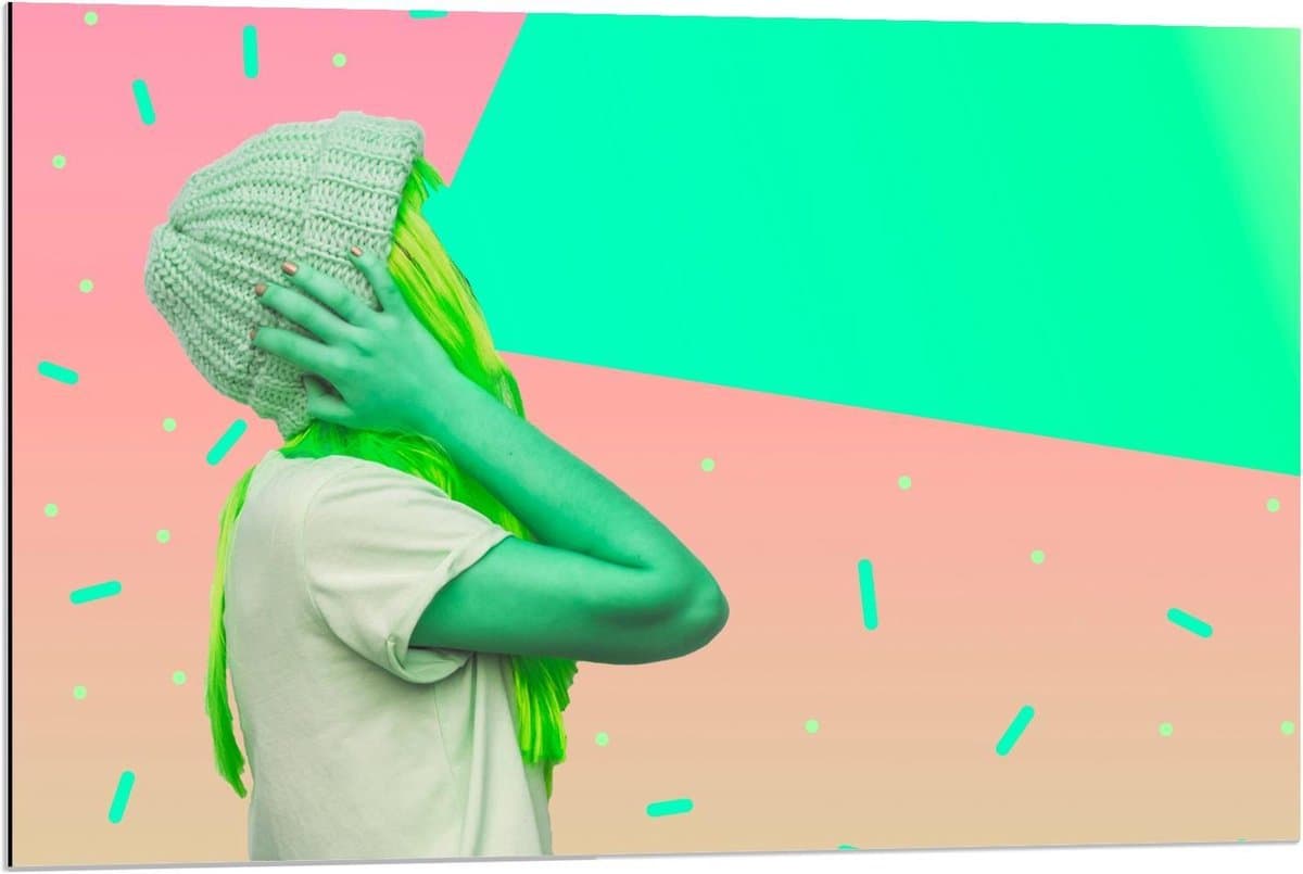 Dibond - Groen Mens schreeuwend  - 90x60cm Foto op Aluminium (Met Ophangsysteem)
