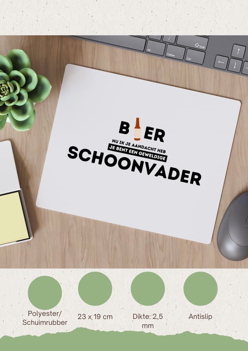 Akyol - bier, nu ik je aandacht heb je bent een geweldige schoonvader Muismat - Papa - de beste schoonvader - vader cadeautjes - vaderdag - verjaardagscadeau - verjaardag - cadeau - geschenk - kado - gift - vader artikelen - 23 bij 19 cm