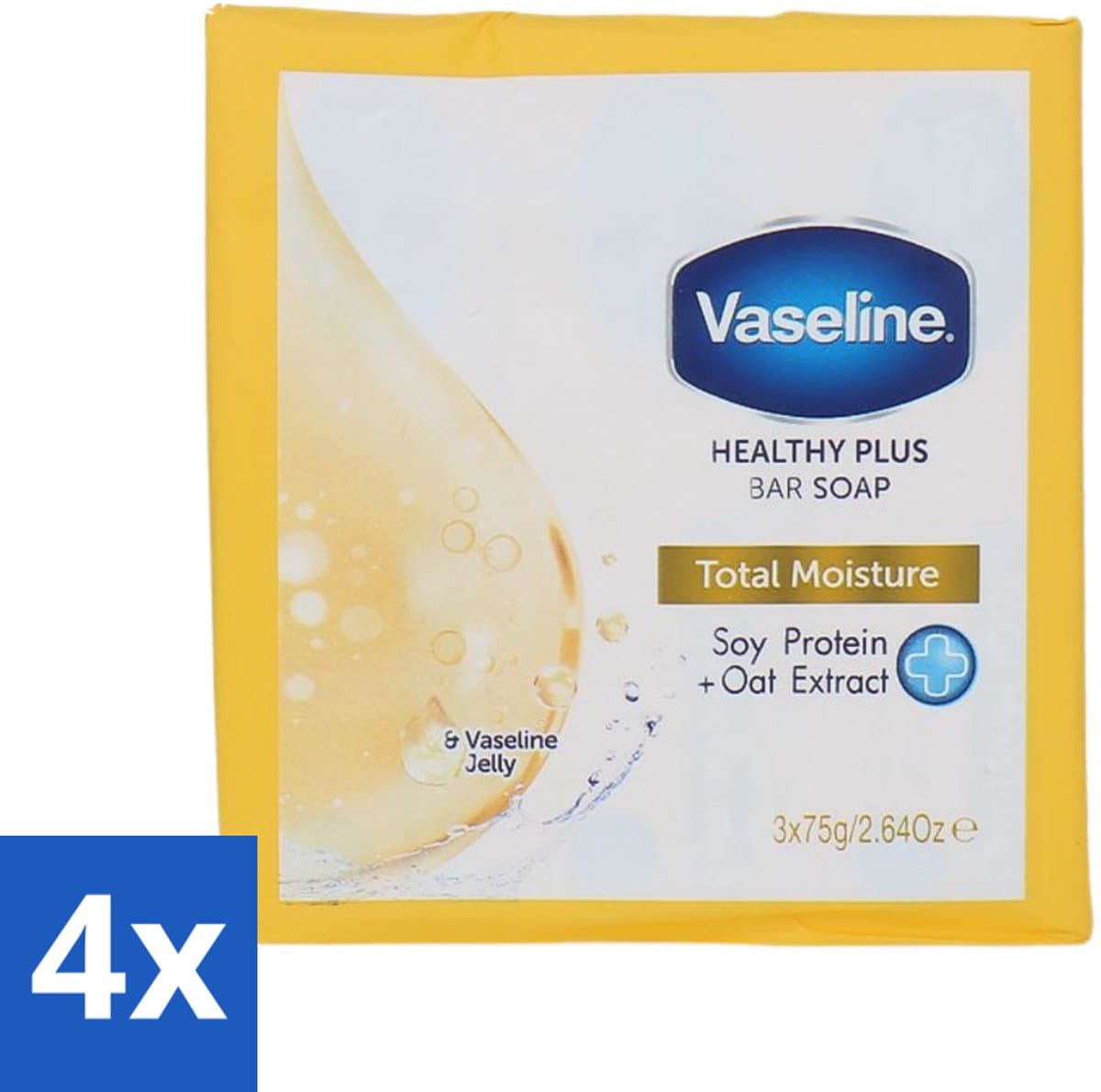 Vaseline - Total Moisture - Zeeptablet - Healthy Plus - 3x75 g - Voordeelverpakking - 4 stuks