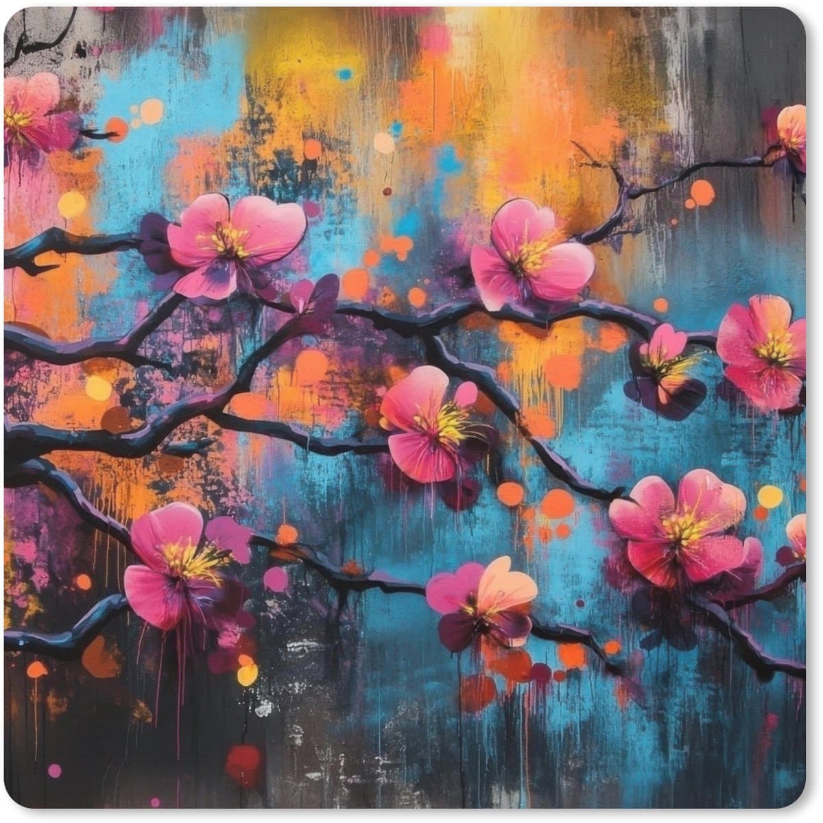 Muismat XXL 40x40 cm - Bureau onderlegger - Bureau mat Bloemen - Tak - Abstract - Roze - Bureaumat - Gaming mousepad xl - Bureaulegger groot - Computer deskmat