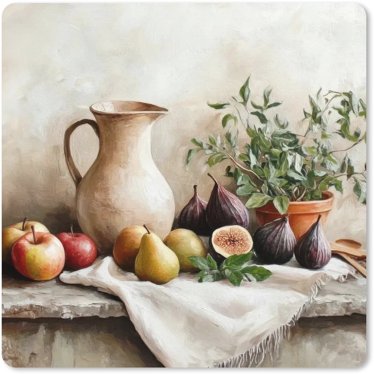 Muismat XXL 60x60 cm - Bureau onderlegger - Bureau mat Fruit - Kruiden - Landelijk - Bureaumat - Gaming mousepad xl - Bureaulegger groot - Computer deskmat