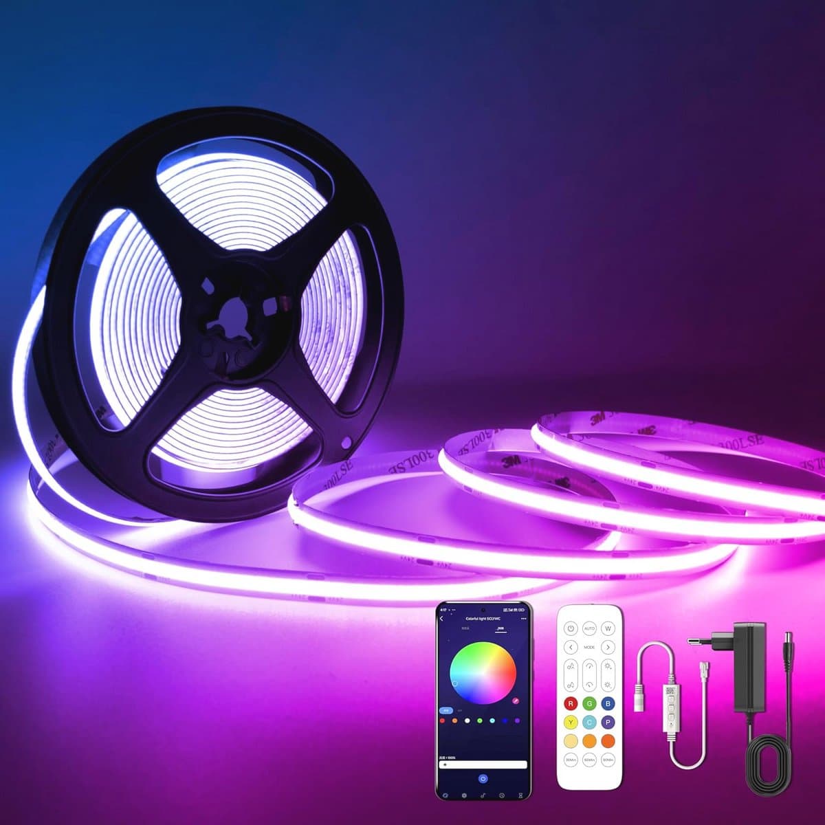 Veranderende RGB LED Strip 5m met Bluetooth APP Controller – Flexibele Kleurverlichting voor Woonkamer en Feesten