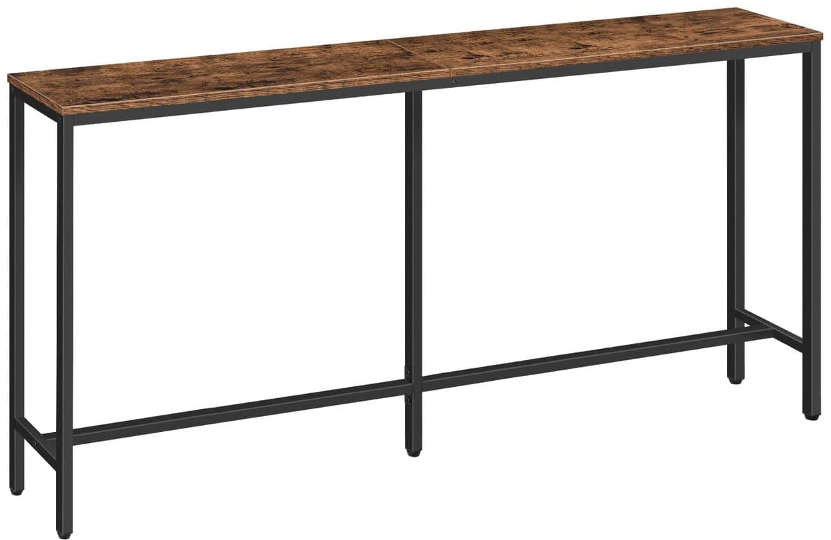 Ibenzoa® Elegante Industriële Consoletafel voor Hal, Woonkamer en Meer in Donkerbruin-Zwart