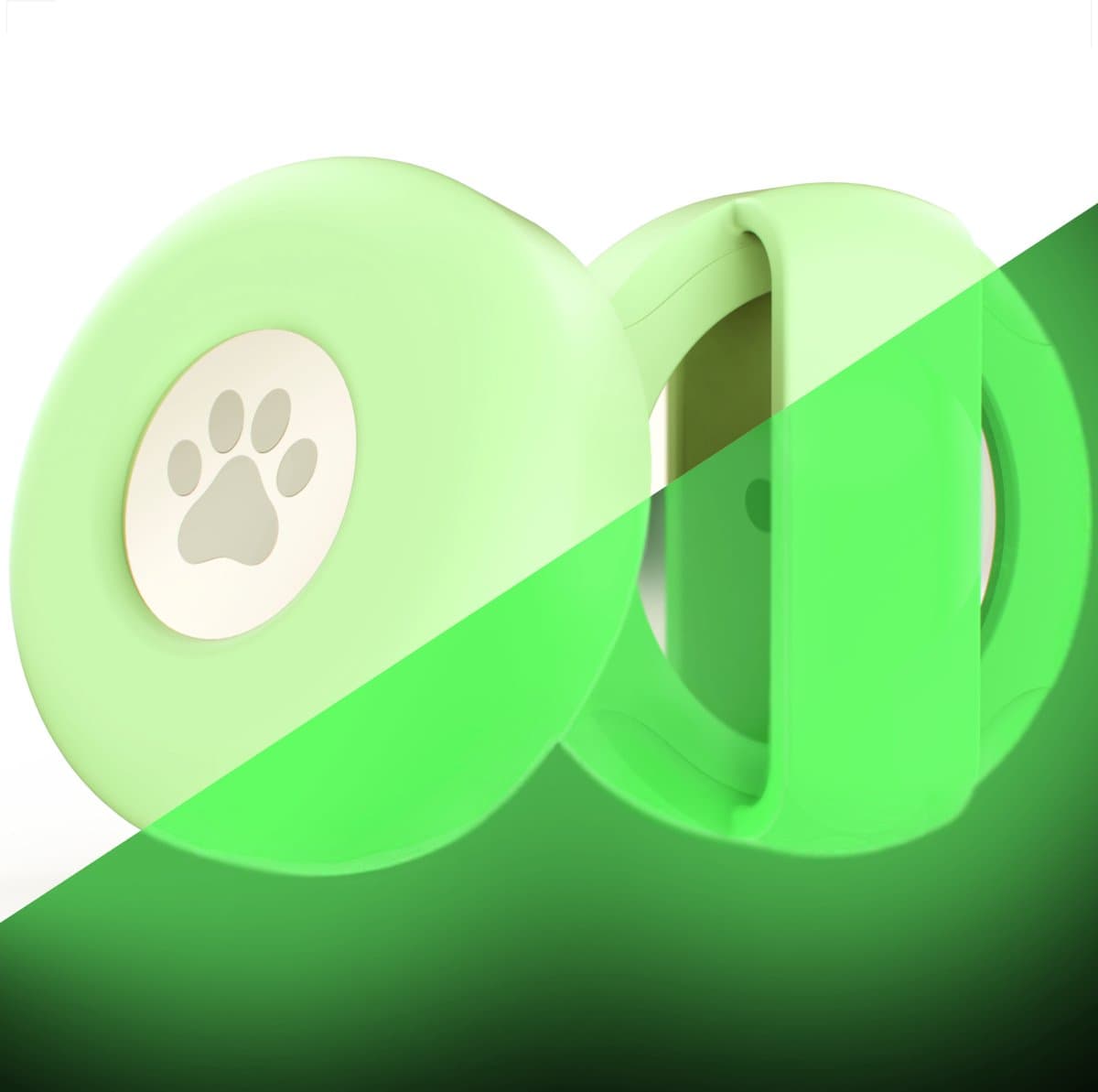 What's Goods - Originele hond en kat huisdieren siliconen halsband bescherm hoesje/houder geschikt voor Apple Airtag (Gen 1 & 2) - Glow in the dark groen