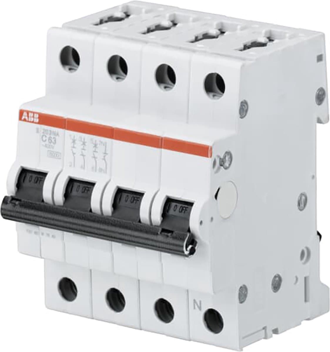 ABB Installatieautomaat S200 3p\+n 63 A curve C 6 kA - 2CDS253103R0634