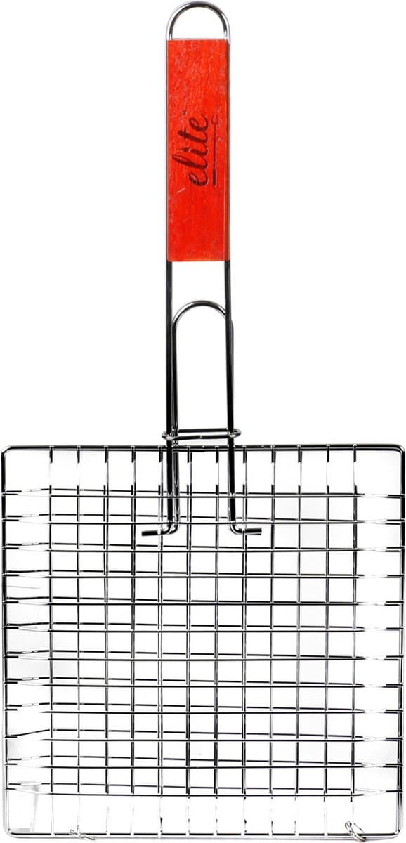 Elite BBQ/barbecue rooster - klem grill - metaal/hout - 28x58x1 cm - vlees/vis/groente