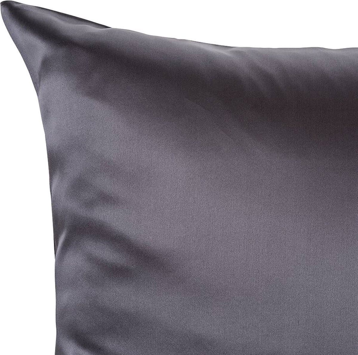 Zijden kussensloop 50x70cm Antraciet Hotelsluiting 19 Momme - Kussensloop set - Luxe Silk Kussensloop 100% moerbei zijde - Zijde kussensloop - Silk Heaven - 50x70cm / Hotelsluiting