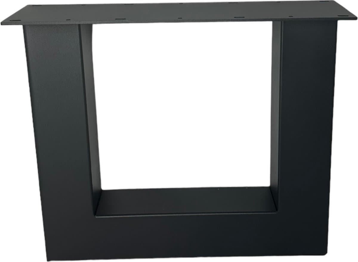Maison DAM - 1x Industriële salontafelpoot U, koker 8x8cm, hoogte 39cm, mat zwart fijn structuur, hoogwaardige kwaliteit - Inclusief steldop - Topplaat; 4mm dik