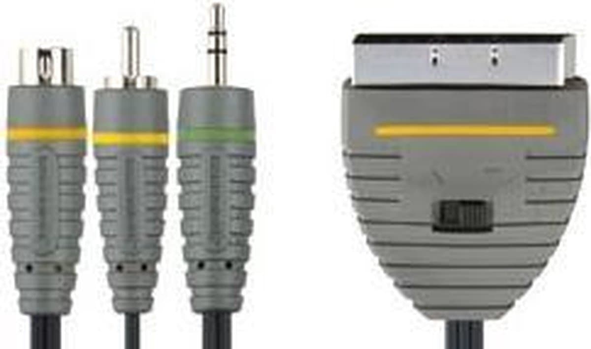 OPRUIMING Bandridge Scart - S-VHS en Composiet RCA + 3,5mm Jack kabel - 2 meter