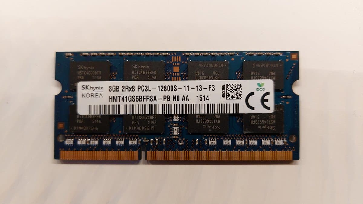 SKhynix 8GB 2Rx8 PC3L-12800S-11-13-F3 SoDimm HMT41GS6BFR8A-PB DDR3 low-voltage laptop geheugen