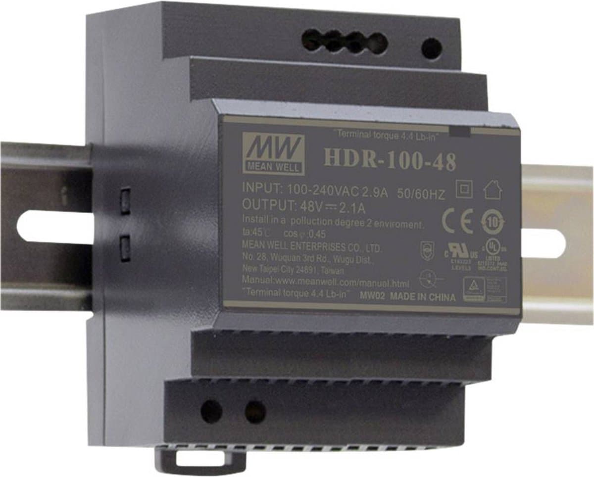Mean Well HDR-100-12 DIN-rail netvoeding 12 V/DC 7.1 A 85.2 W Aantal uitgangen: 1 x Inhoud: 1 stuk(s)