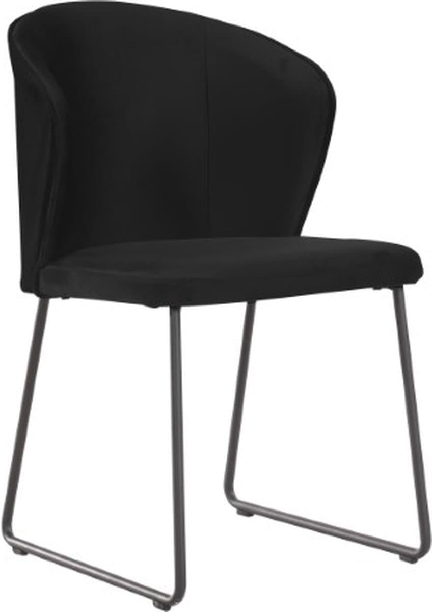 Soof&Tess Amalfi Eetkamerstoel - Zwart - Fluweel - Velvet - Industrieel - Set van 2 - Met armleuning - Easy Clean Stoffen - Hoge Kwaliteit