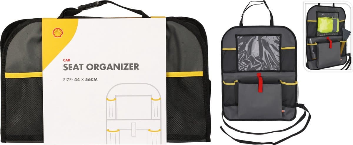 Shell Auto Organizer met Tablet Houder - Extra Opbergruimte - Beschermer - Autostoel Organizer - Autoaccessoires - Zwart